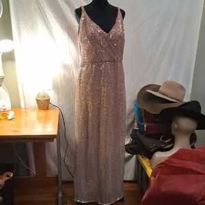 Nightway Pink Sequin Dress Size 14p